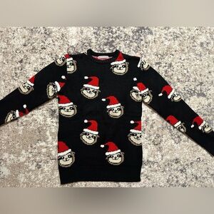 Black Santa Sloth Crewneck Sweater